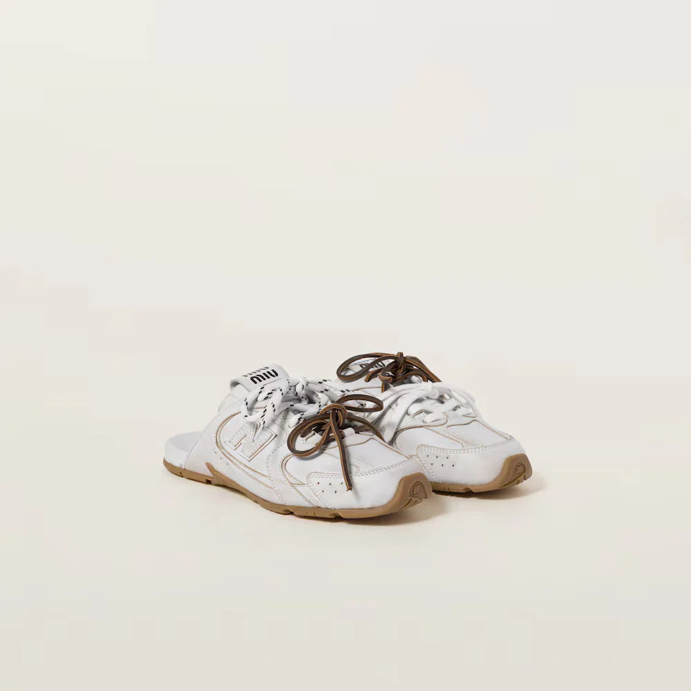 530 SL Mules – Bleached Leather & Gum Sole Travertine Gray White Edition