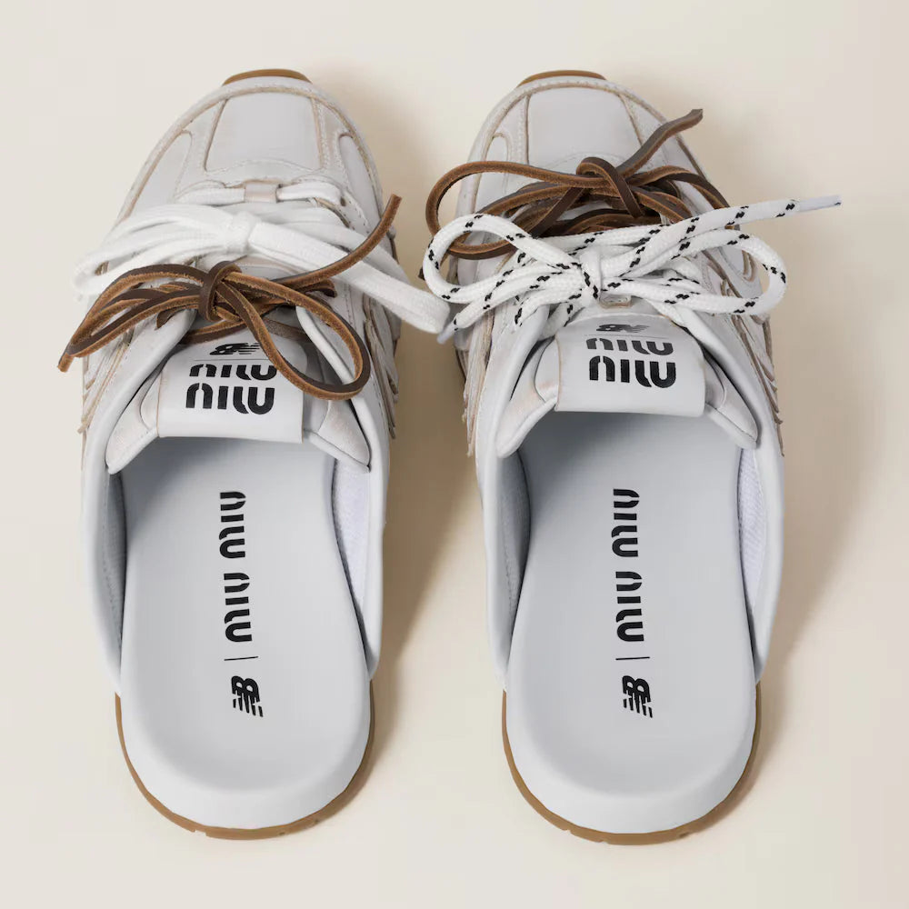 530 SL Mules – Bleached Leather & Gum Sole Travertine Gray White Edition